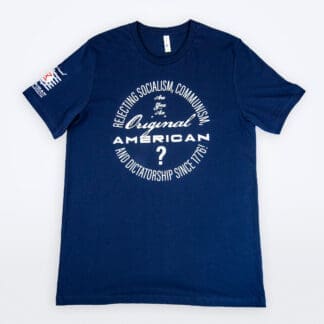 REJECTING SOCIALISM, COMMUNISM, AND DICTATORSHIPS blue front